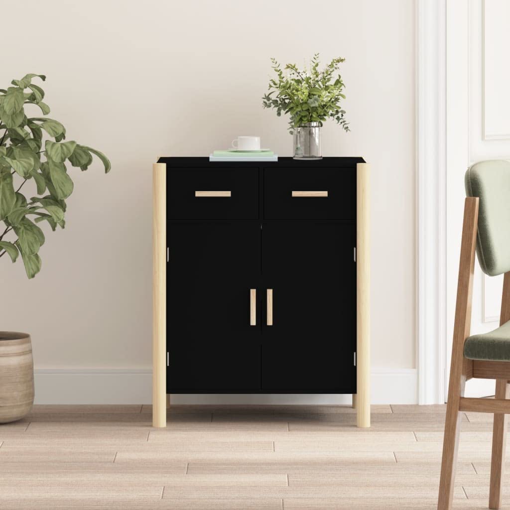 FIRBNUS Komodenschrank 62x38x75 cm mit Holzbeine und 2 Schubladen TV Schrank Highboard Aufbewahrungs