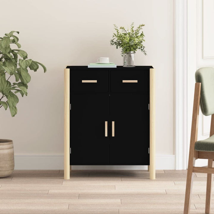 FIRBNUS Komodenschrank 62x38x75 cm mit Holzbeine und 2 Schubladen TV Schrank Highboard Aufbewahrungs