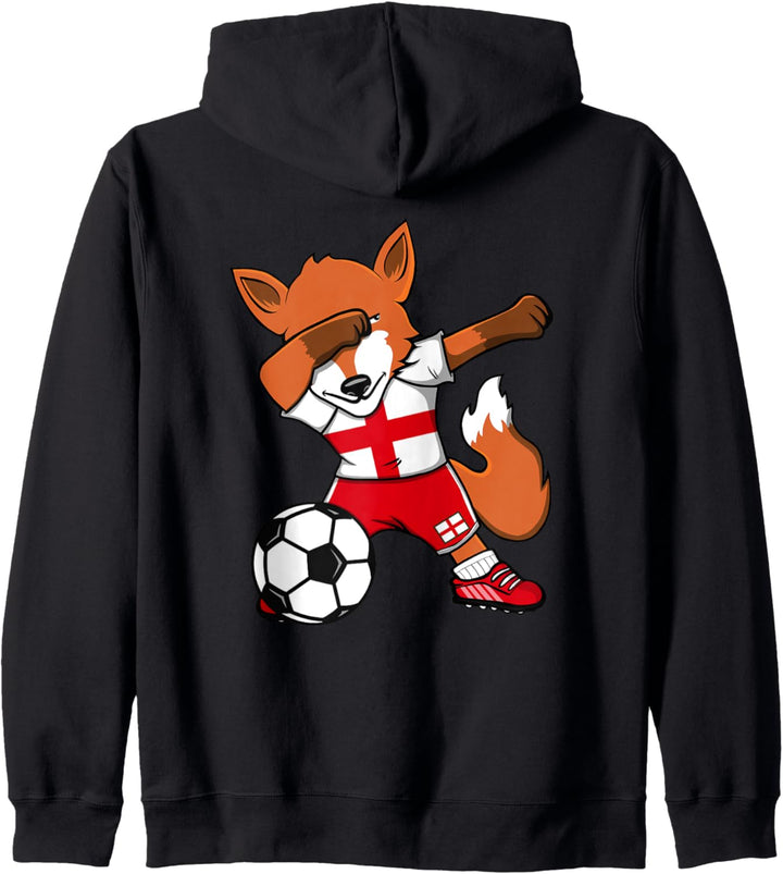 Dab Fuchs Fox England Fussball Mannschaft Englische Flagge Kapuzenjacke