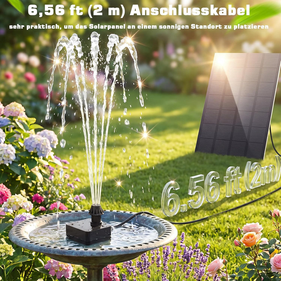 AISITIN Solarbrunnen für Draussen mit Verschiedene Sprüh Effekten und Kabel | 4W Solar Springbrunnen