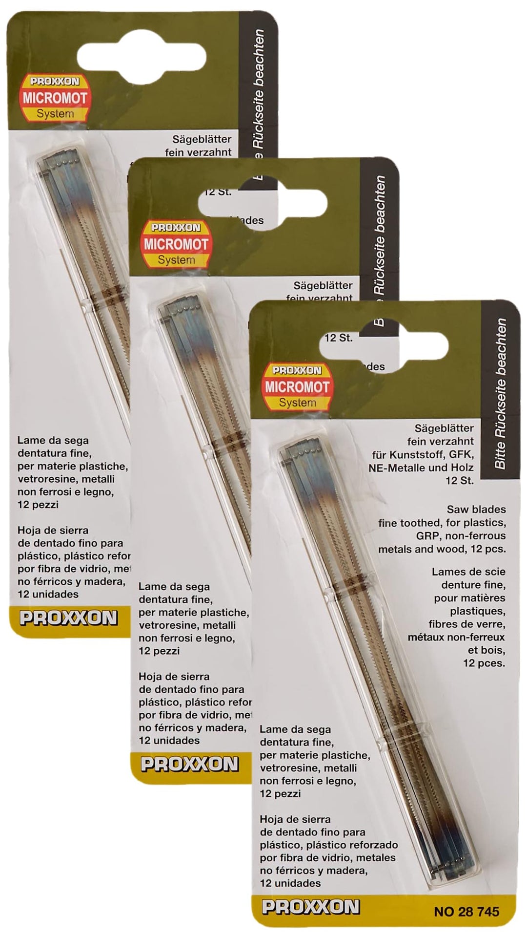 Proxxon 28745 Standard-Feinschnitt-Sägeblätter mit Querstift fein verzahnt, 12 Stück (Packung mit 3)