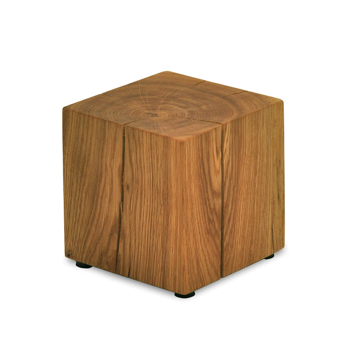 ms factory Holzblock Eiche Massiv - Handgefertigter Holzklotz - Rustikale Holzsäule - Beistelltisch
