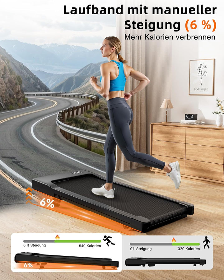 Copant Walking Pad mit Steigung 6%, Laufband für Zuhause mit Smart App Helles Schwarz 90CM, Helles S