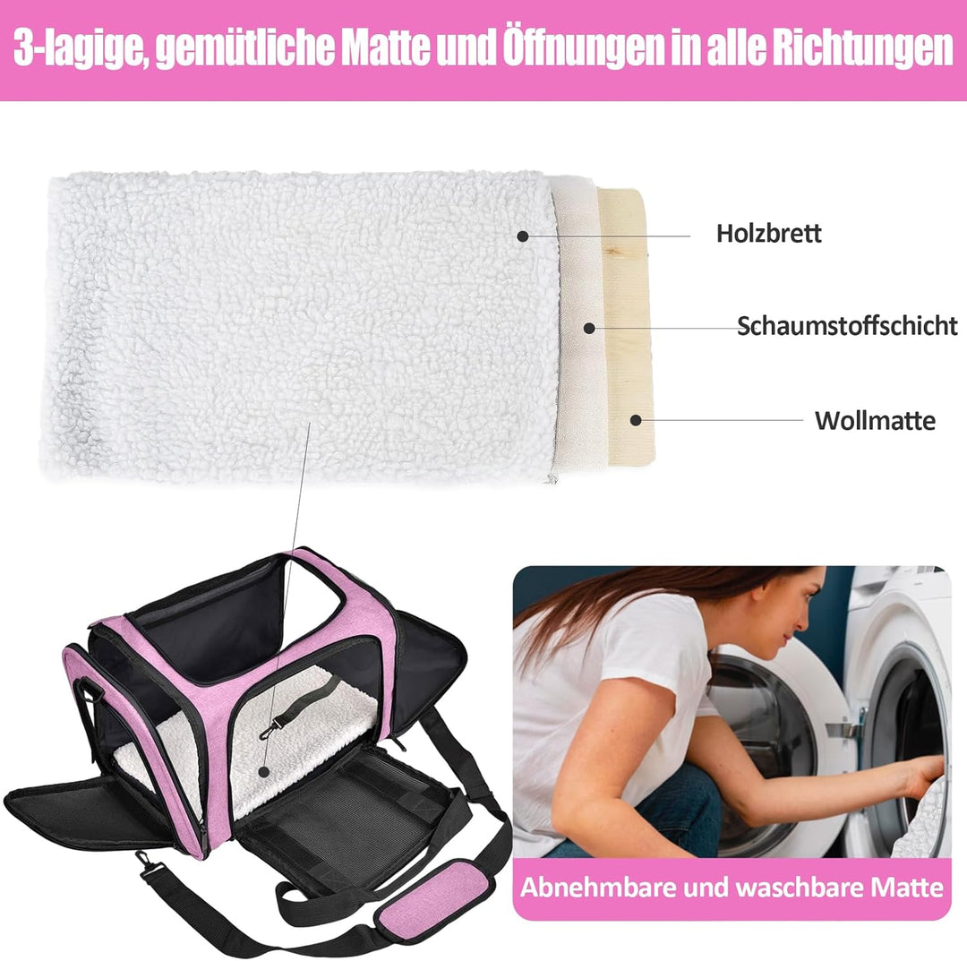 TOFFCAEA Transporttasche für Katze Hund, Hundetransportbox, Faltbare Katzentransportbox, tragbar, 5k