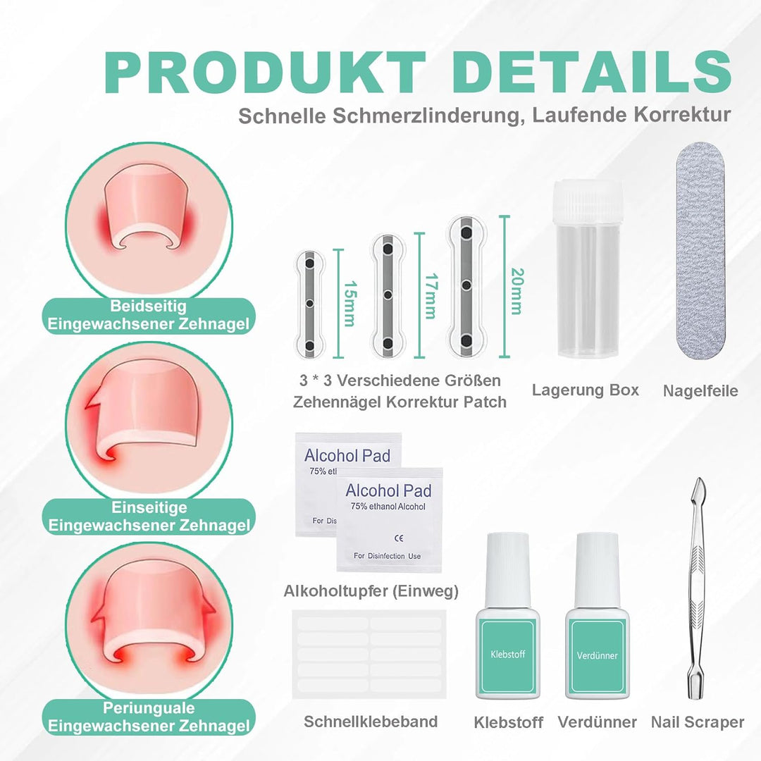 Eingewachsene Zehennägel Set Zehennagel Korrektur Patch 9pcs Nagelspange Fussnägel Zehennagelheber W