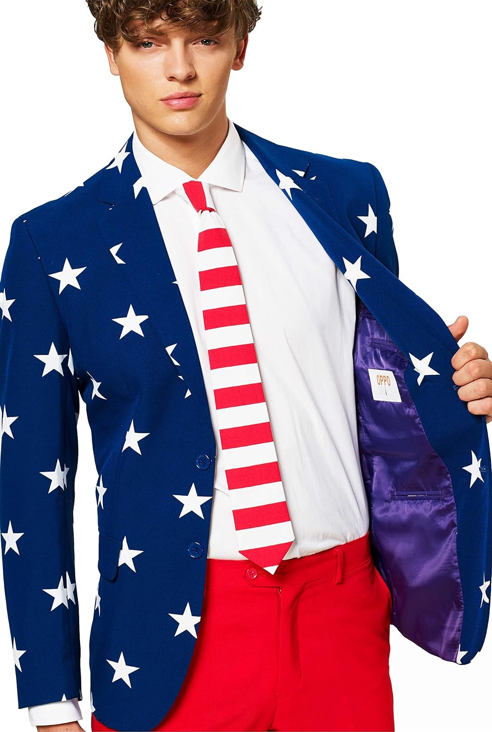 Opposuits OSUI-0023-EU50 - Stars and Stripes - USA Kostüm, Grösse 50, mehrfarbig 50 Mehrfarbig, 50 M