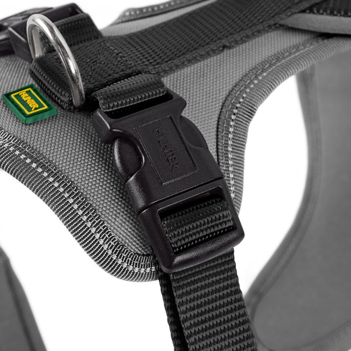 HUNTER NEOPREN Hundegeschirr, Nylon, gepolstert mit Neopren, M/1 53 - 65 cm, schwarz/grau schwarz/gr