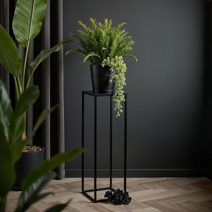 Pflanzenständer Ferro - 24x24x100cm - Farbe Schwarz - für Zimmerblumen - Metallregal - Dekorativer T