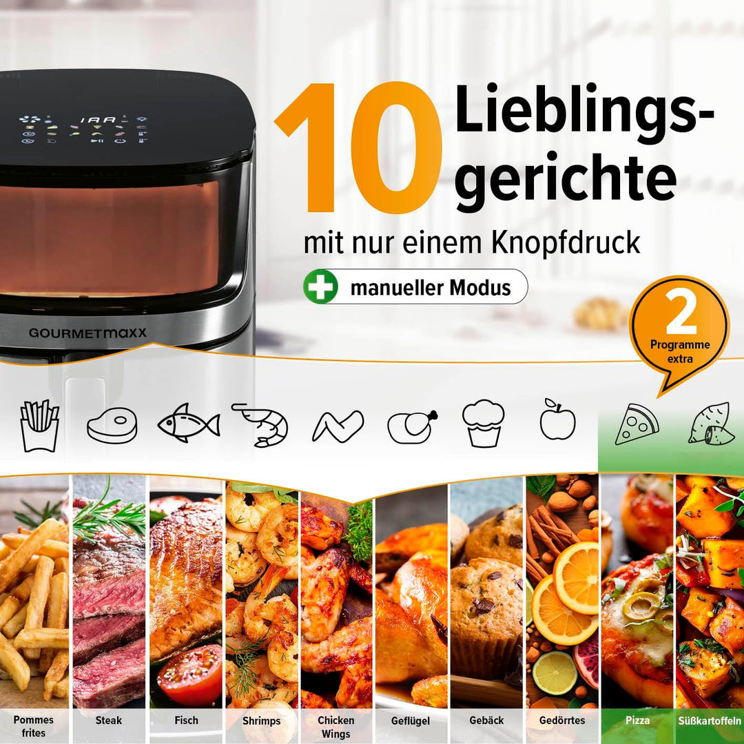 GOURMETmaxx 4in1-digitale Heissluftfritteuse | Leistungsstarker Airfryer 2200 W | Fettarmes + energi