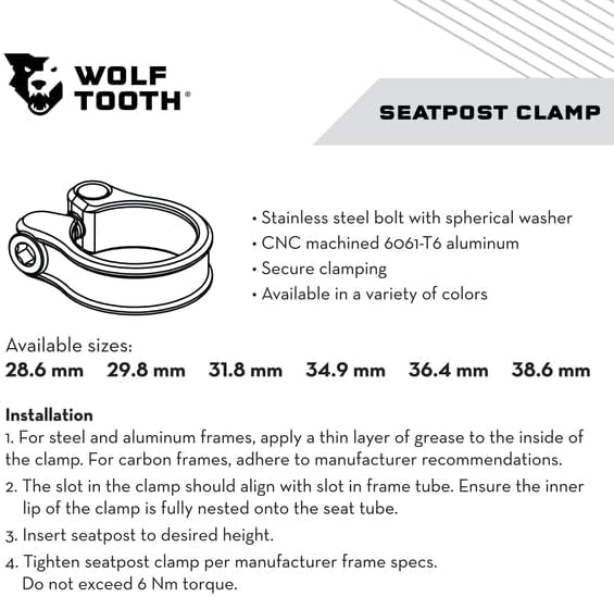 Wolf Tooth Präzisionsgefertigte Sattelstützenklemme (Rot, 36,4 mm) Rot 36.4mm, Rot 36.4mm