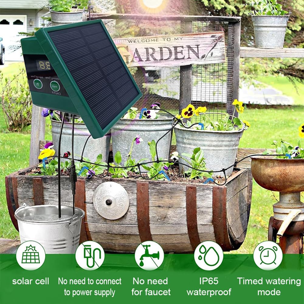 Solar Bewässerungssystem Balkon Garten Gewächshaus, Automatische Bewässerung Für Aussen Garten, Zeit