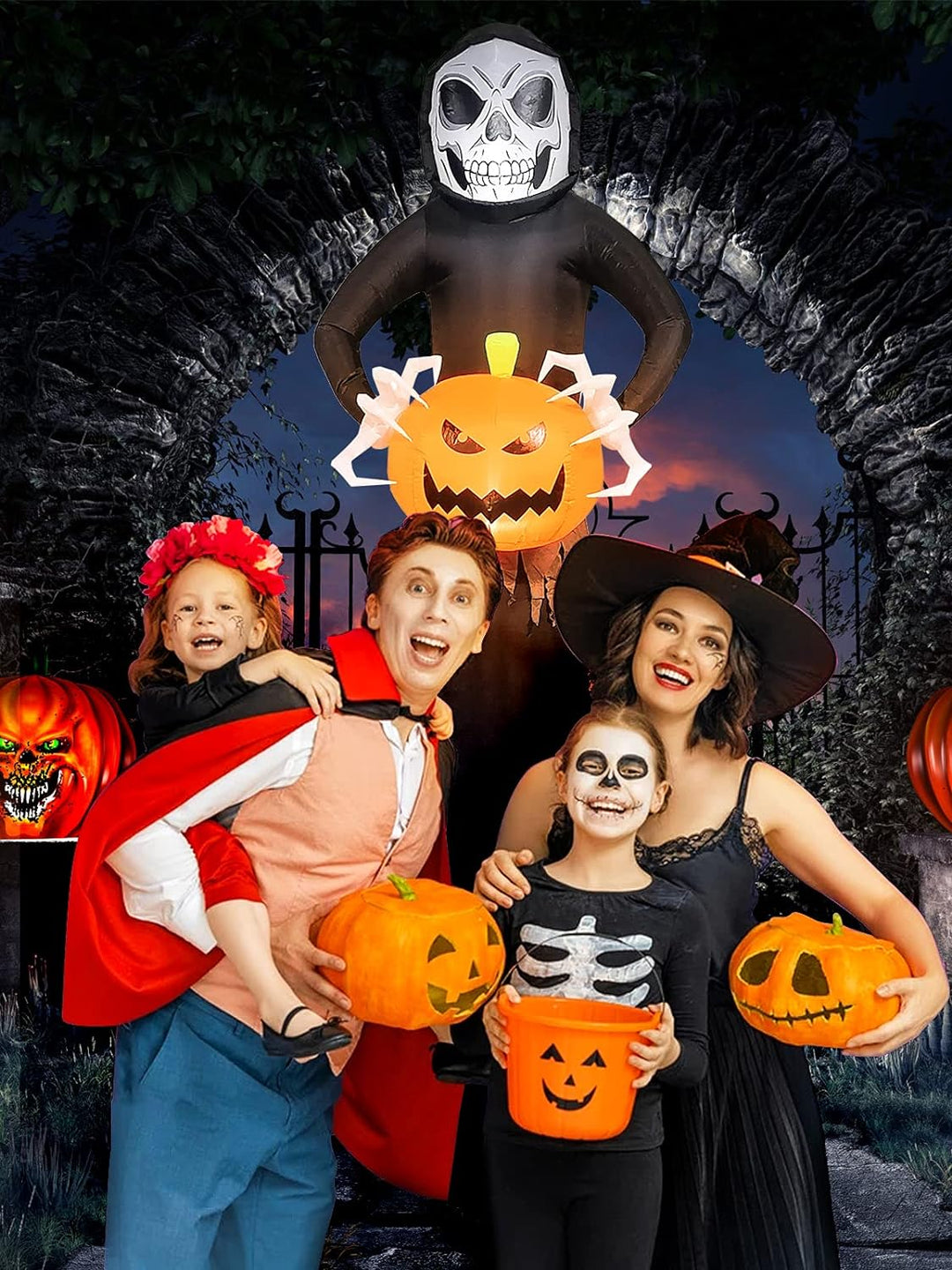 EBANKU 8.8Ft Halloween Aufblasbar Dekoration,Riesige Halloween Geist Kürbis mit LED-Lichtern für Lnn