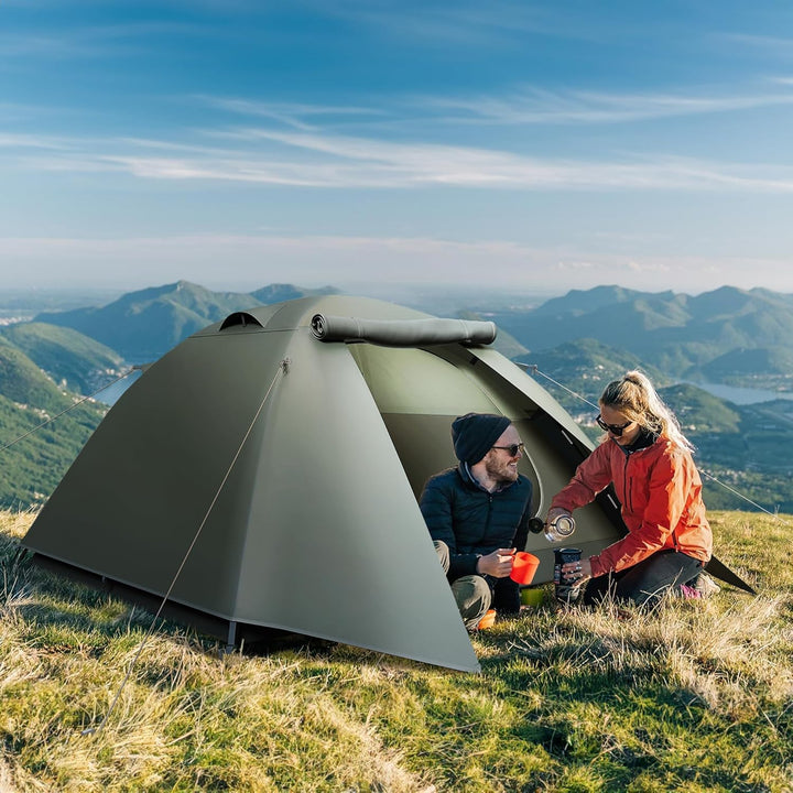 YITAHOME Campingzelt für 3-4 Personen, Wasserdichtes Leichtes Aluminium Stangen Rucksack Zelt Doppel
