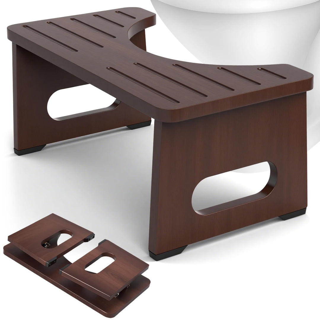 YOSE Toilettenhocker aus Holz für Erwachsene, Faltbarer Hockhocker fürs Badezimmer, Rutschfester Dop