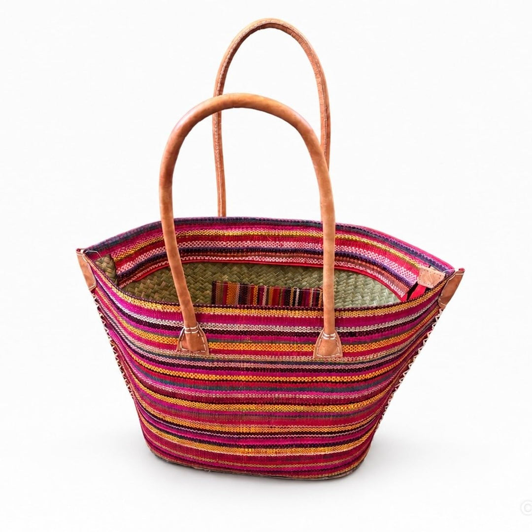 bunte Korbtasche aus Raphia/Bast Strandtasche Shopper Korb Einkaufskorb (LAKATO), Lakato