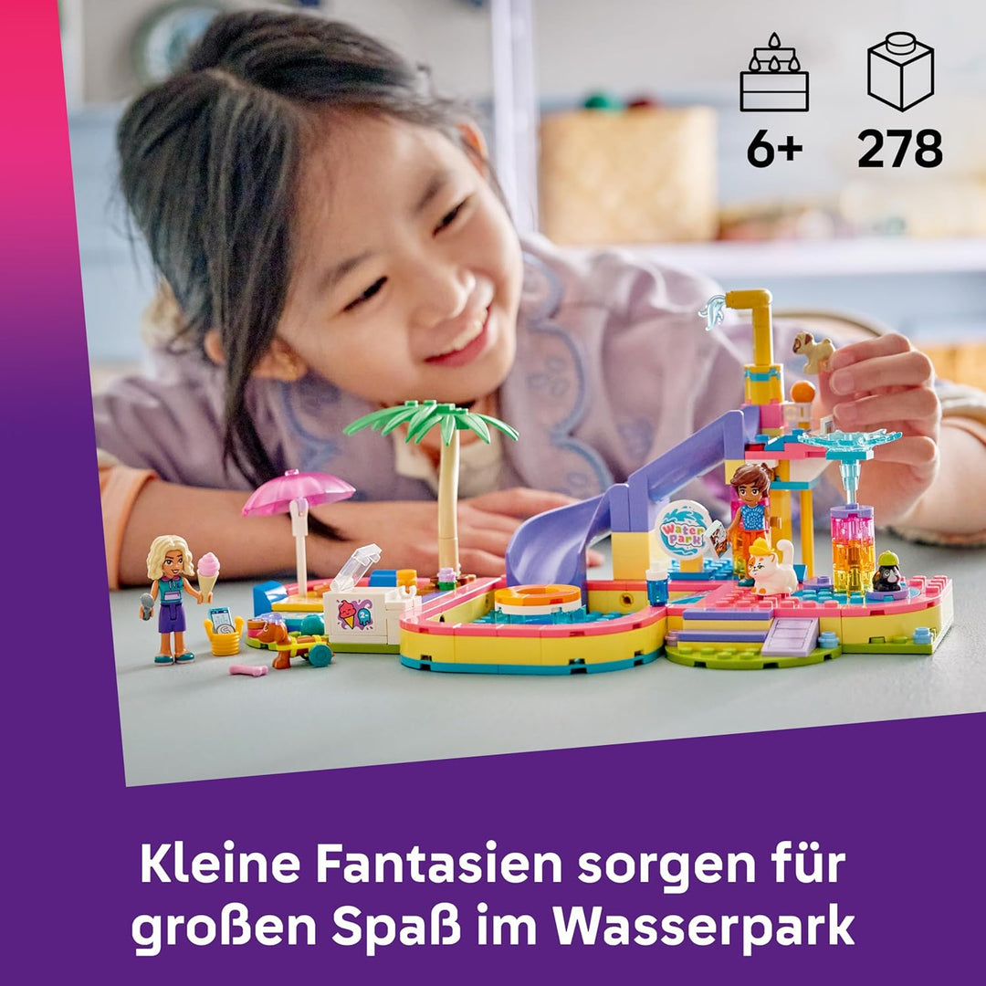 LEGO Friends Lustiger Tag im Wasserpark - Miniatur Spielset mit Rutsche, 2 Minifiguren, 4 Tierfigure