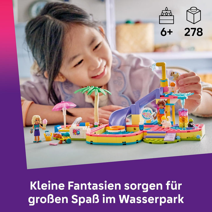 LEGO Friends Lustiger Tag im Wasserpark - Miniatur Spielset mit Rutsche, 2 Minifiguren, 4 Tierfigure