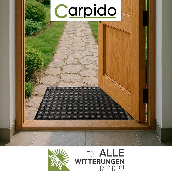 Carpido Fussmatte schwarz Gummimatte - rutschfeste Türmatte 80x120 cm 2er Set - strapazierfähiger Fu