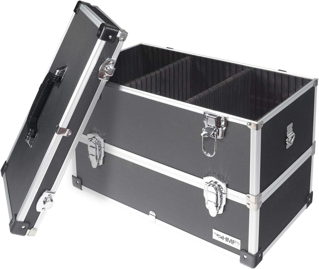 HMF 14660-02 Alu Werkzeugkoffer leer, 2 Etagen, 44 x 32,5 x 24 cm, schwarz, 2 Etagen