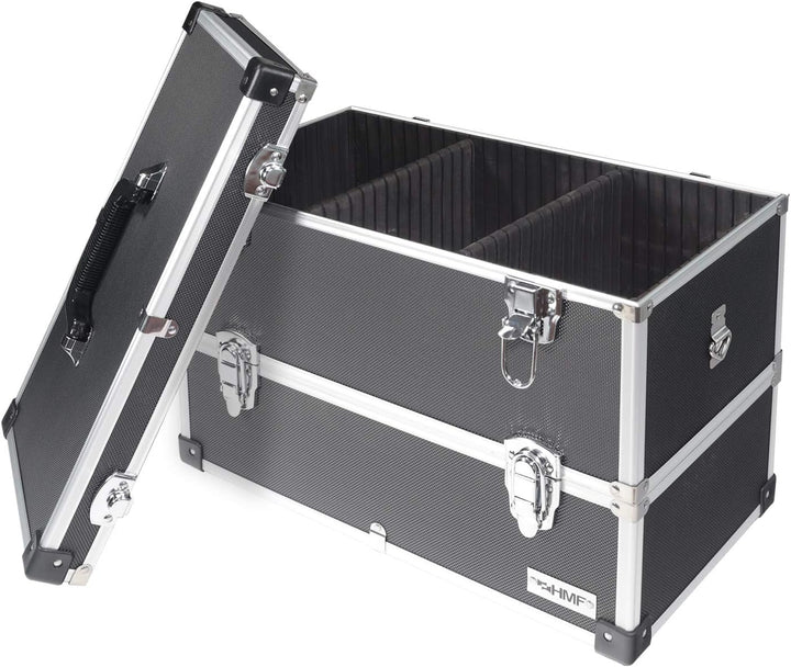 HMF 14660-02 Alu Werkzeugkoffer leer, 2 Etagen, 44 x 32,5 x 24 cm, schwarz, 2 Etagen