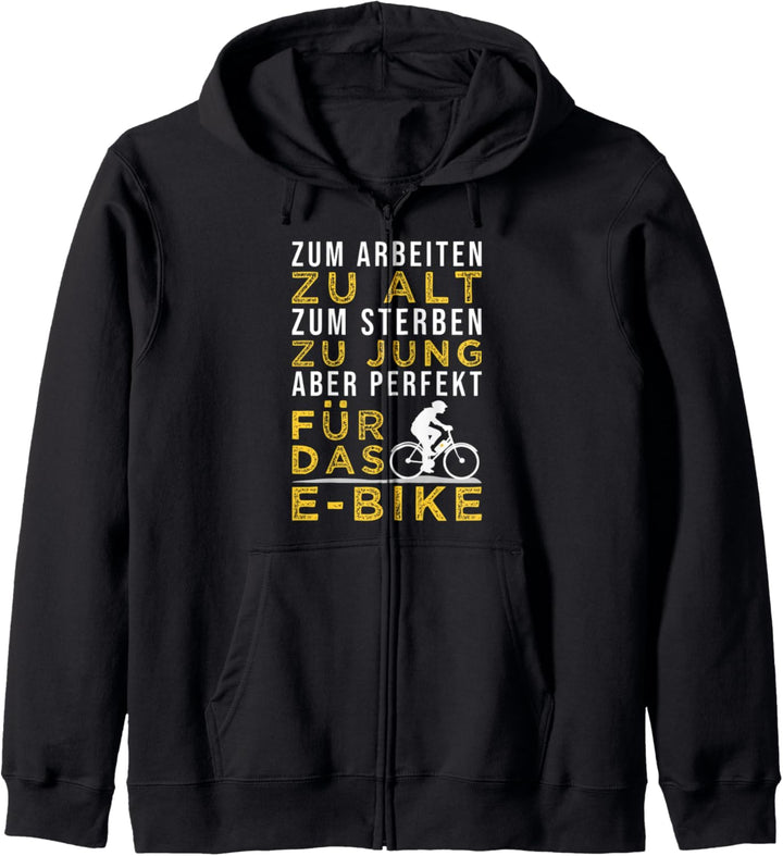 Rentner E-Bike Pedelec Spruch Ruhestand Radfahrer Kapuzenjacke