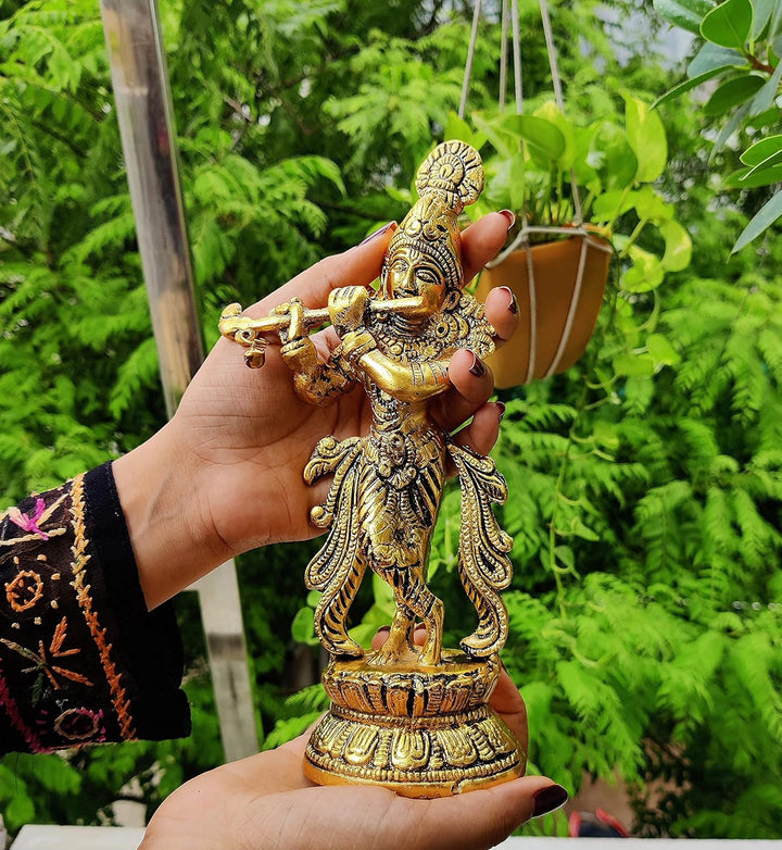 WC_Lord Krishna mit Bansuri Krishna Statue Figur mit Murli Bansi Murlidhar Kishna Idol für indische