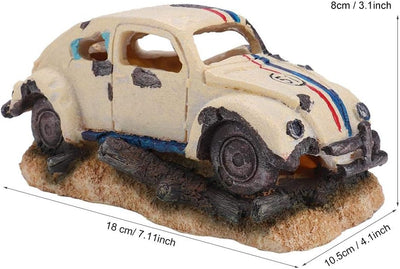Pssopp Dauerhaftes Simulationsharz Auto Aquarium Dekorationen Simulation Beschädigter Autoschutz Aqu