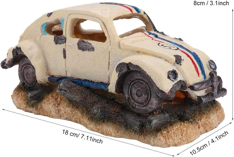 Pssopp Dauerhaftes Simulationsharz Auto Aquarium Dekorationen Simulation Beschädigter Autoschutz Aqu