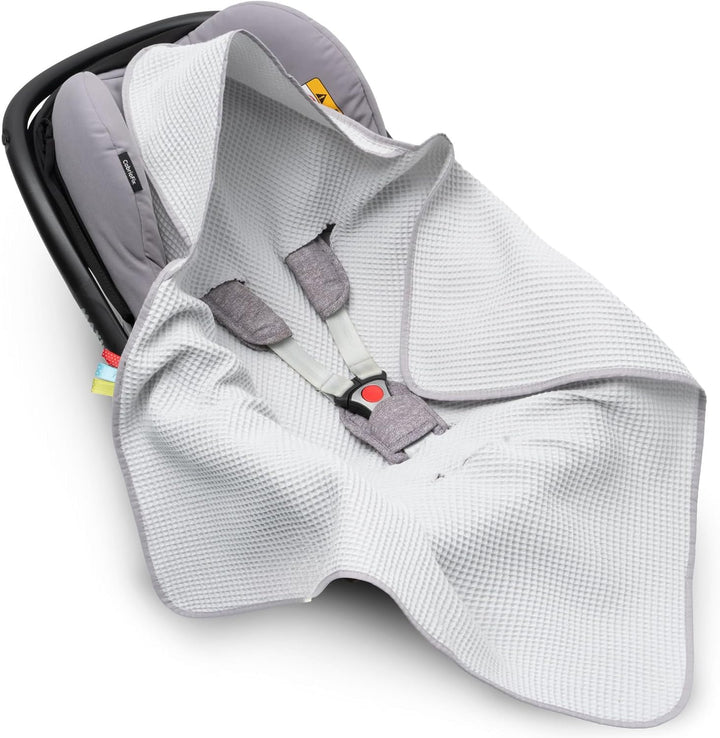 Solvera Einschlagdecke Babyschale Maxi Cosi Sommer 100% Baumwolle Grau, Grau