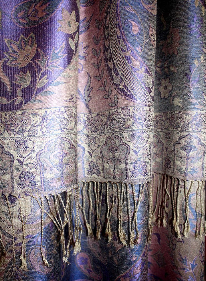 Lorenzo Cana Luxus Pashmina Damenschal Schaltuch jacquard gewebt 100% Seide 70 x 190 cm Paisley Must