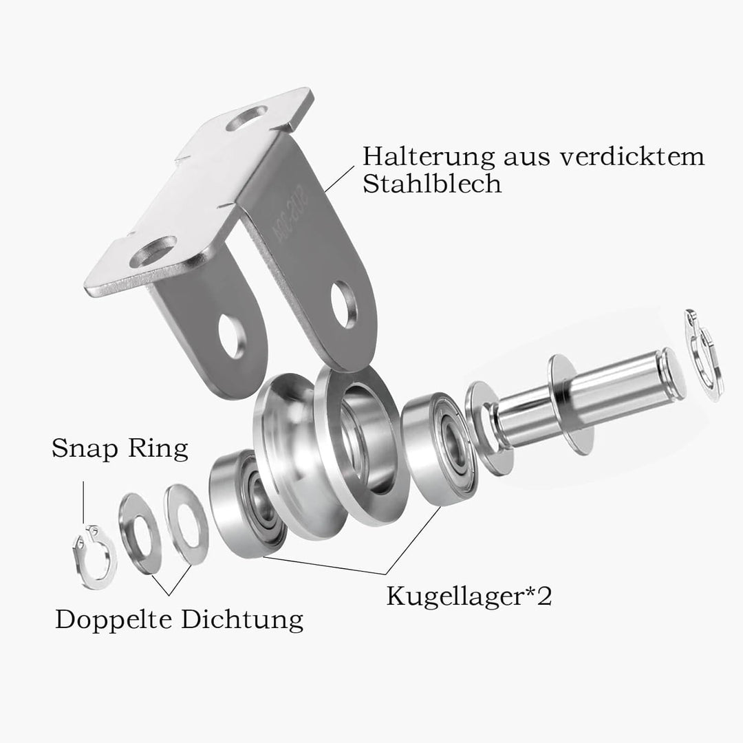 48mm Umlenkrolle Stahlseil, Umlenkrollen für Seile, Seilrolle mit 2 Kugellager | 2 Stück 2 48mm-2K,