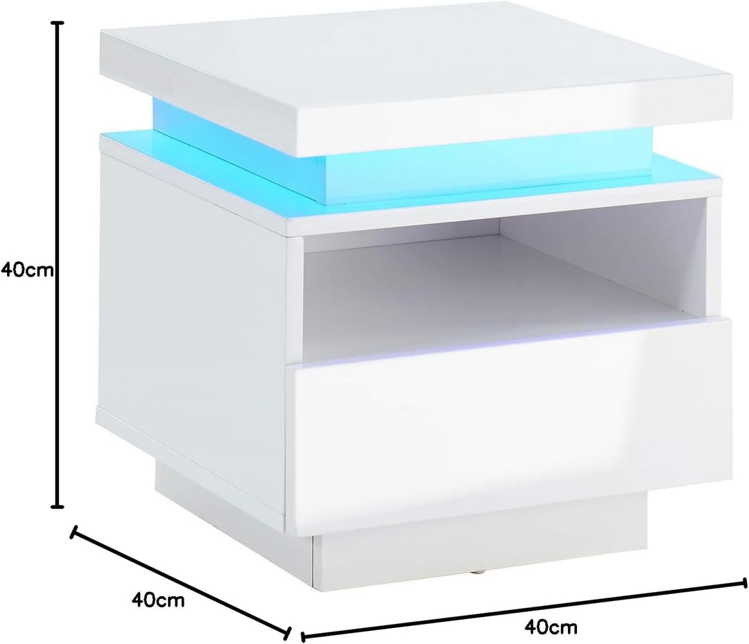 BAÏTA Cosmos LED Nachttisch, lackiert, weiss, 40 cm