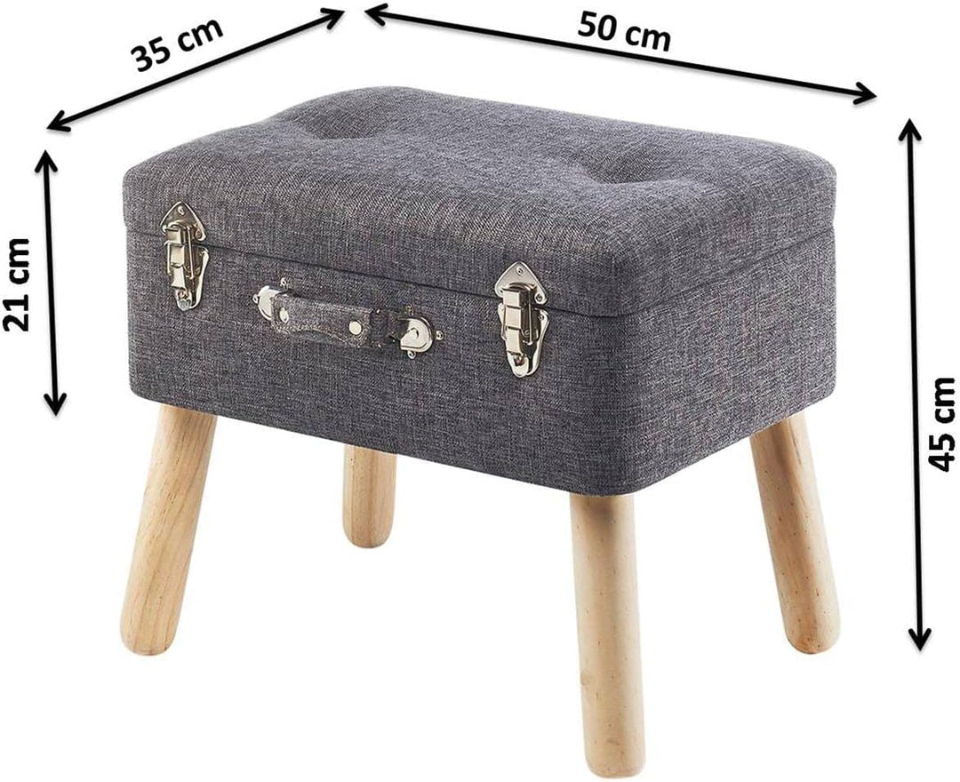 Kobolo Kofferhocker Hocker Polsterhocker aus Textil - Hell Grau - 50x35x45 cm