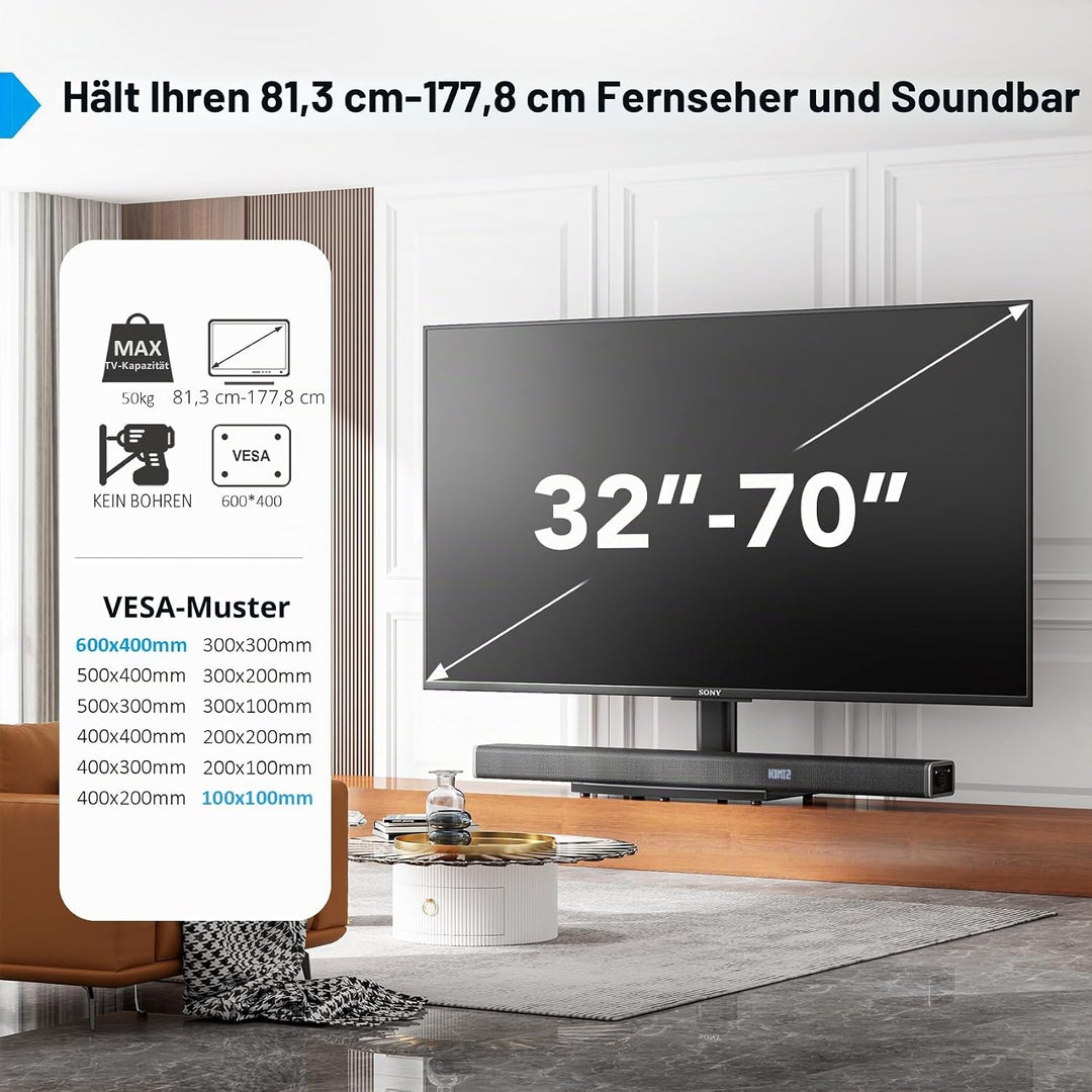 TV Standfuss Universal Höhenverstellbar Ständer für 32-70 Zoll TV Halterung Fernsehständer LCD Flach