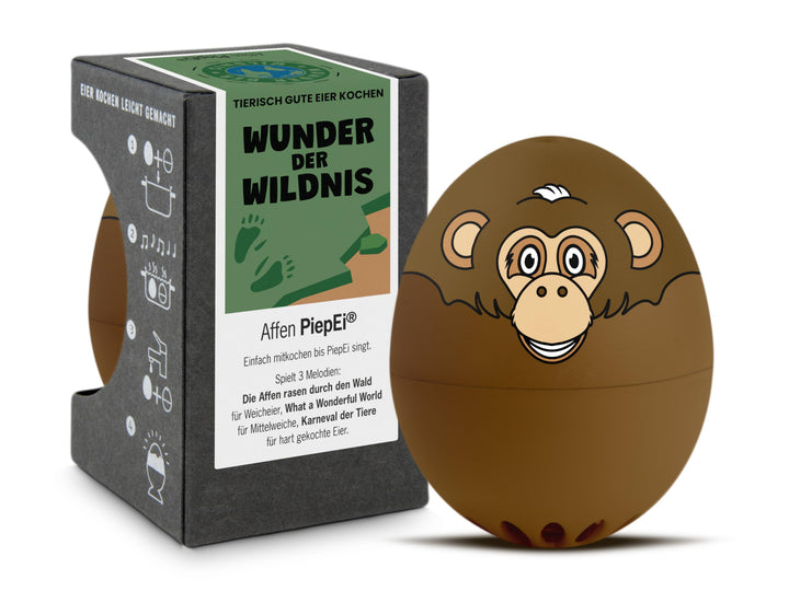 Affen PiepEi - Singende Eieruhr zum Mitkochen - Eierkocher für 3 Härtegrade - Monkey Geschenk - Lust