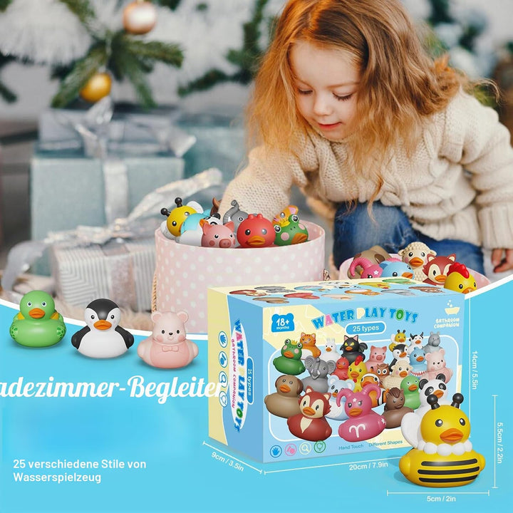 25er Set Badeente Baby Gummiente Badewannenspielzeug ohne Löcher Badespielzeug Weiches, schwimmendes