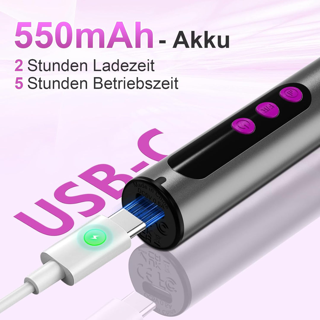Nagelfräser Kabellose Elektrische Nagelfeile - 35000 U/Min Nagelfräser für Gelnägel, 12 IN 1 Profess