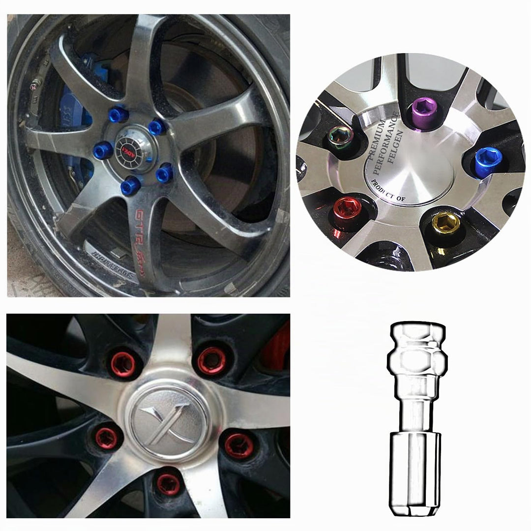 20 Stück Kegel 60° Schmal Sechskantschlüssel Stahl Lug Nuts M12 x 1,5 Radmuttern (Rot), rot
