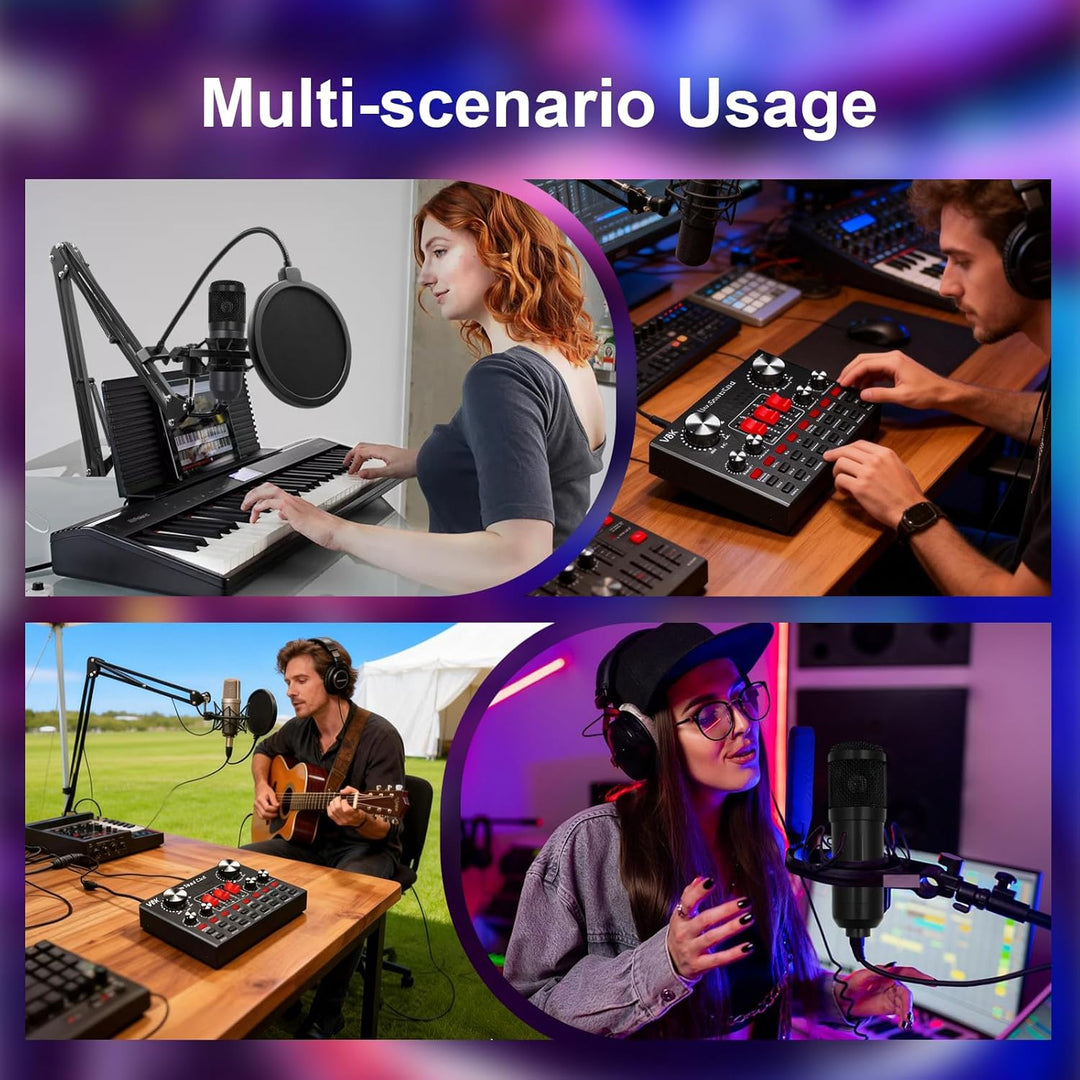 Podcast Mikrofon Bündeln, DJ Controller und BM800 Mikrofon, Gaming Mikrofon mit Arm, Audio Mixer Set