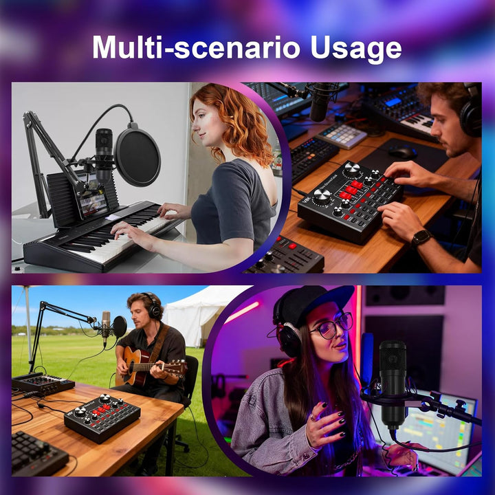 Podcast Mikrofon Bündeln, DJ Controller und BM800 Mikrofon, Gaming Mikrofon mit Arm, Audio Mixer Set