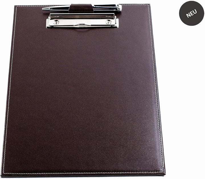 DELMON VARONE - Klemmbrett Mappe DIN A4 Cambridge Top Grain Leder Braun - Echtleder Klemmbrettmappe