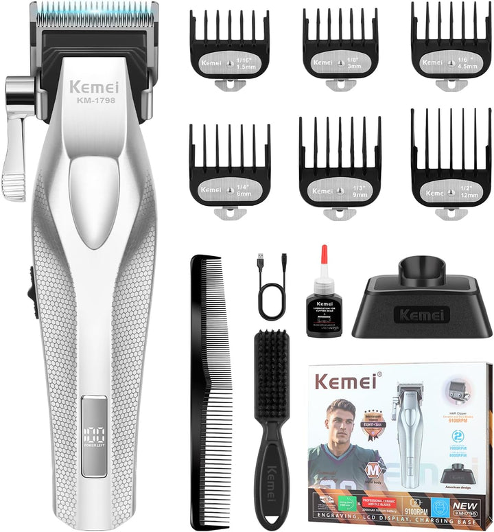 KEMEI KM-1798 Professionelle Haarschneidemaschine für Männer, Schnurloser Bartschneider, Barber Clip