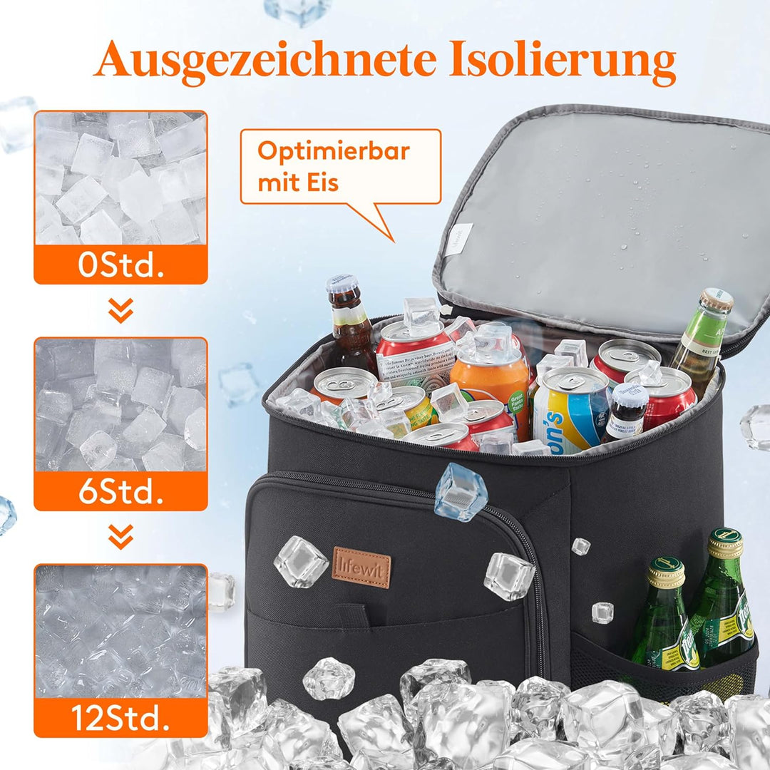 Lifewit 26L, 34 Dosen, isolierte Kühltasche, Grosse kühlrucksack, auslaufsichere tragbare Lunchtasch