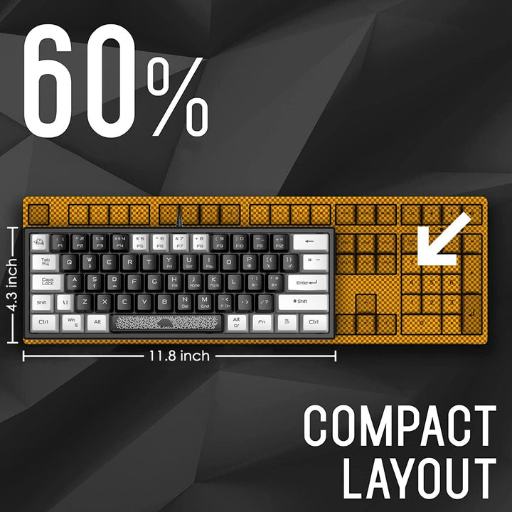 Mini 60% Gaming-Tastatur, Membran Game Keyboard mit Halbmechanisch Tasten, Optical RGB-Chroma-Backli