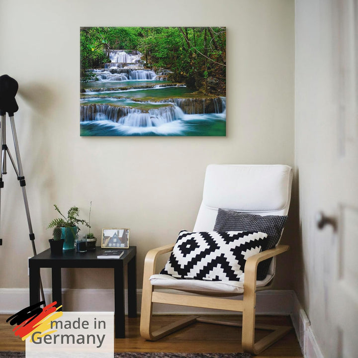 ARTland Leinwandbilder Wandbild Bild auf Leinwand 80x60 cm Natur Landschaft Wasserfall Wald Thailand