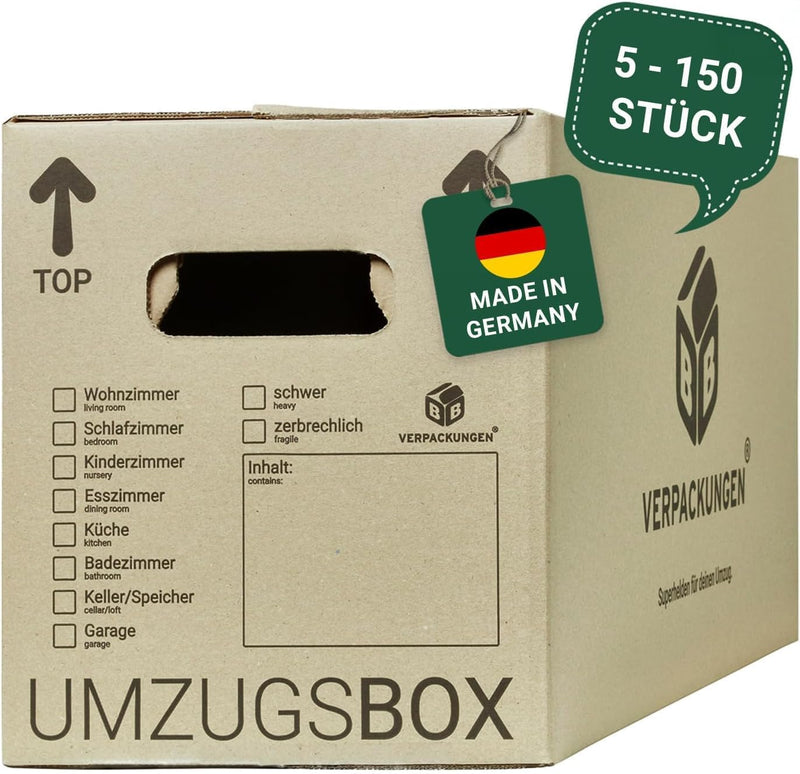 BB-Verpackungen 20 x Umzugskarton aus recycelter Pappe, sehr stabil mit doppeltem Boden (belastbar b