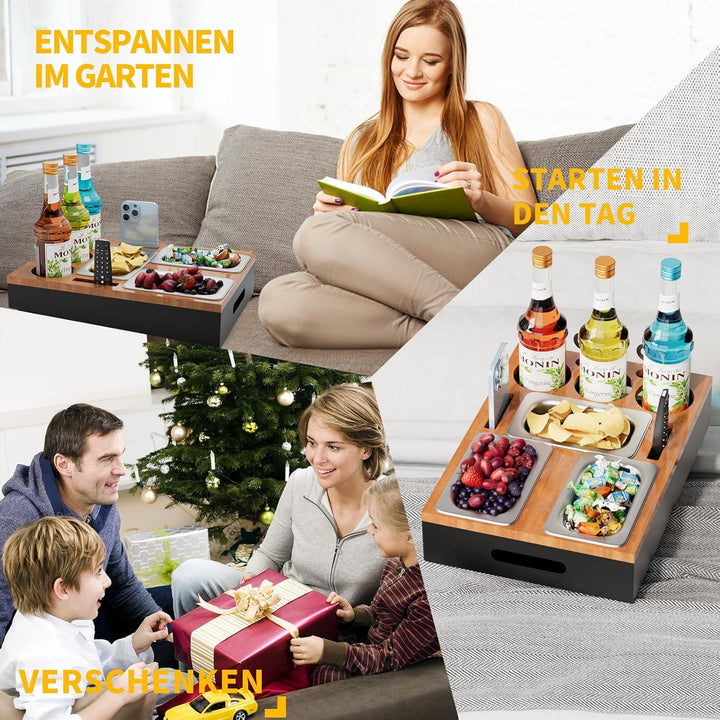 Couchbar, Sofa Organizer auf dem Beistelltische Couchtisch, Couchbar Holz als Bier Geschenke für Män