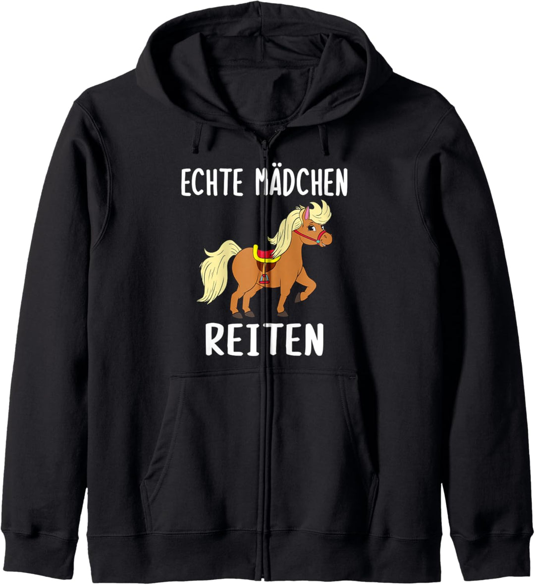 Echte Mädchen reiten Spruch Pferde Reiterin Kinder Kapuzenjacke