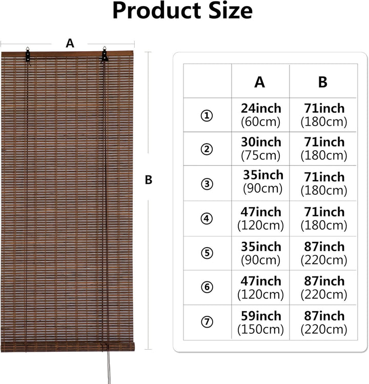 Cy.curtain bright Bambusrollo für den Innenbereich, Bambusrollo, für Türen und Fenster, Bambusvorhan