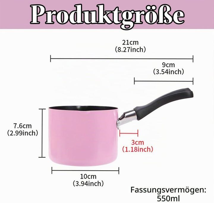 Mini Kochtopf mit Griff 550ml 10cm Kleine Milchpfanne Antihaft Butterwärmer Mini Suppentopf Milch Ko